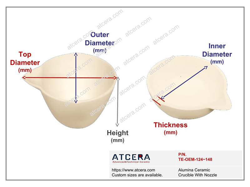 Drawing of Alumina Ceramic Crucible With Nozzle