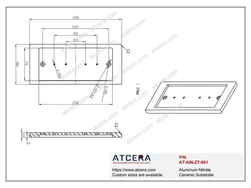Drawing of AlN Substrate AT-AIN-ZT-061