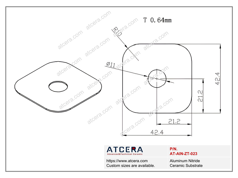Drawing of AlN Substrate AT-AIN-ZT-023