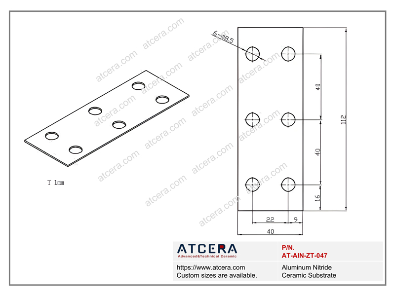 Drawing of AlN Substrate AT-AIN-ZT-047